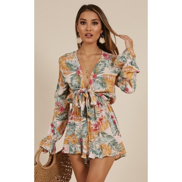 En Creme Pants - Floral tie romper